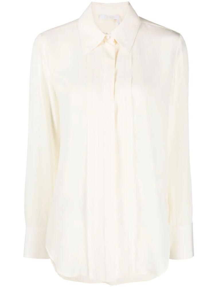 Chloé long-sleeved silk crêpe blouse - Neutrals Cover