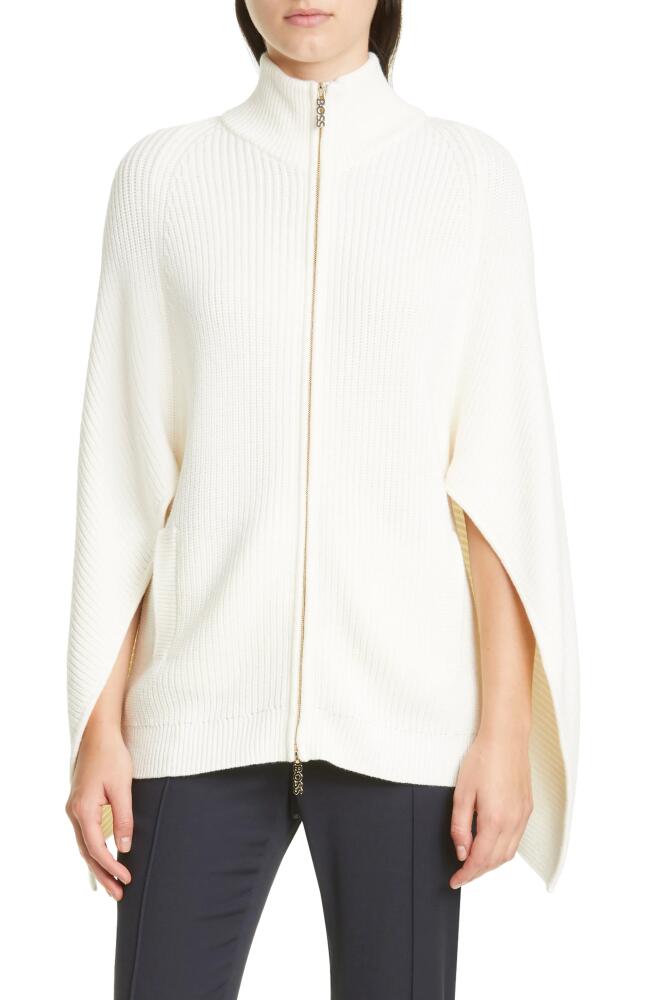 BOSS Leilane Cape Sleeve Wool Blend Cardigan in Soft Cream Cover