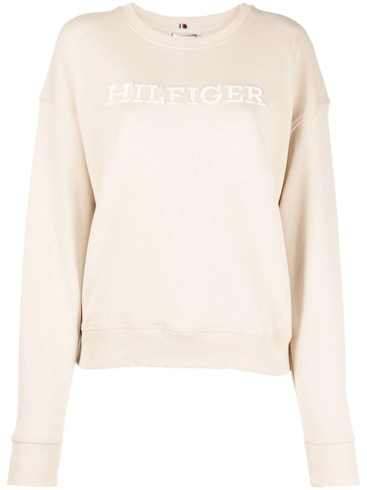 Tommy Hilfiger logo-print cotton sweatshirt - Neutrals Cover