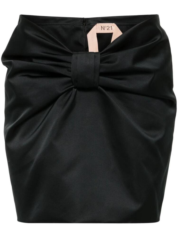 Nº21 gathered satin mini skirt - Black Cover