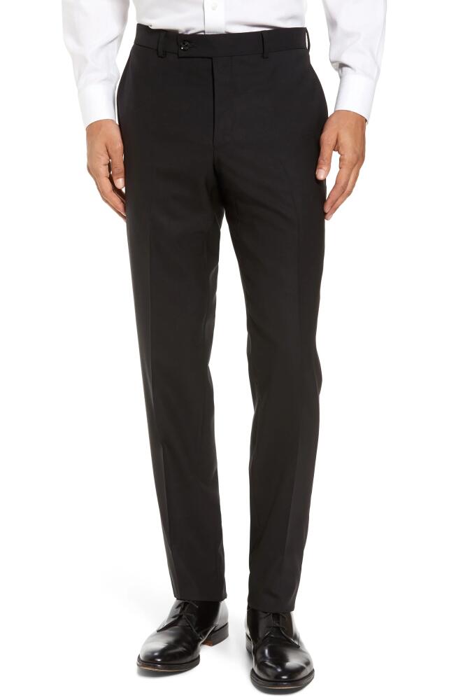 Ted Baker London Jefferson Trim Fit Flat Front Wool Dress Pants in Black Cover