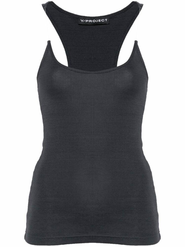 Y/Project Invisible Strap ribbed tank top - Grey Cover