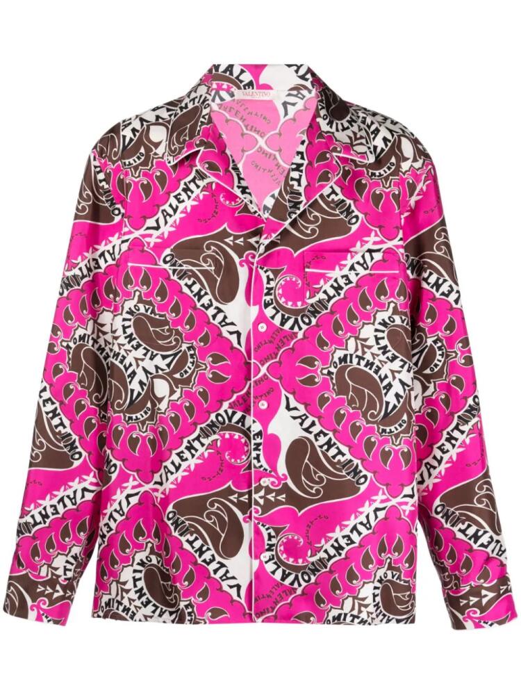 Valentino Garavani logo-print silk shirt - Pink Cover