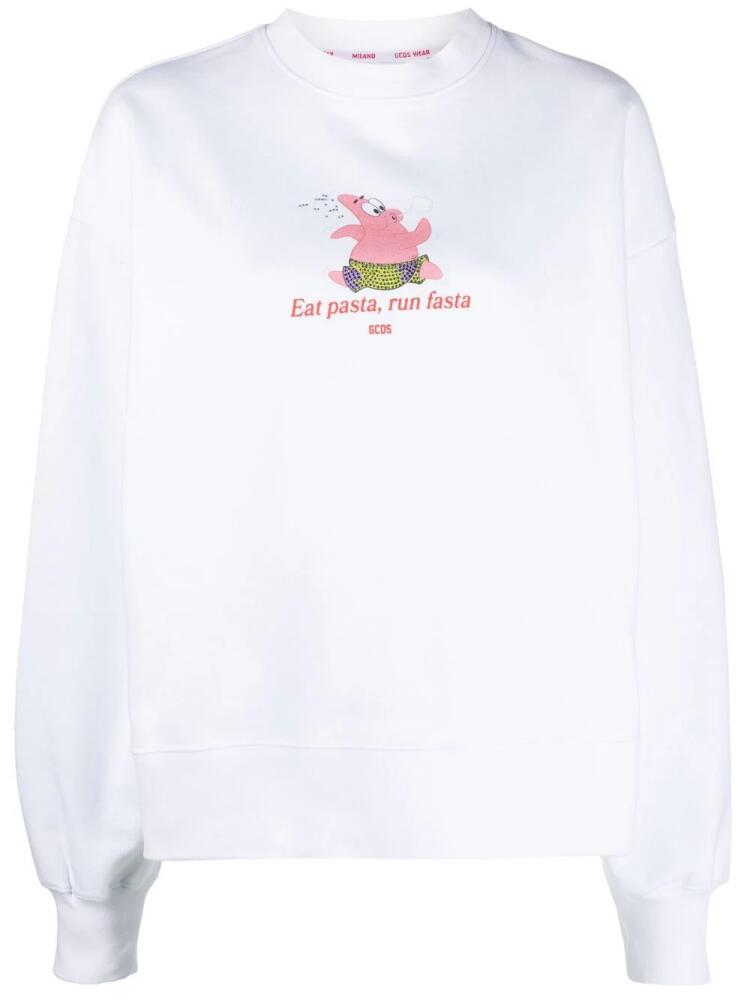 GCDS graphic-print cotton sweatshirt - White Cover