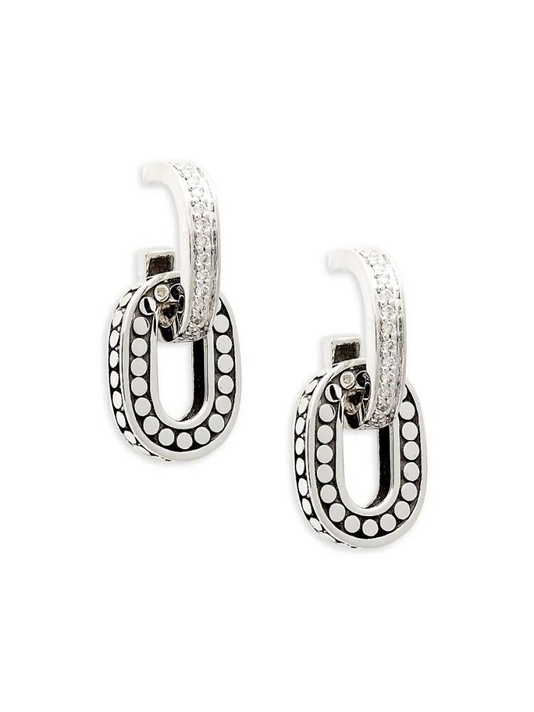 John Hardy Women's Sterling Silver Diamond Embossed Link-Drop Earrings Cover