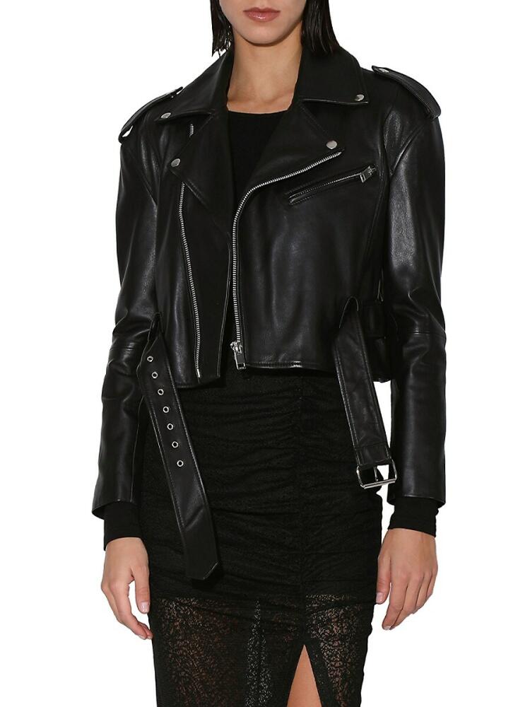 Walter Baker Women's Jordy Crop Leather Biker Jacket - Black Cover