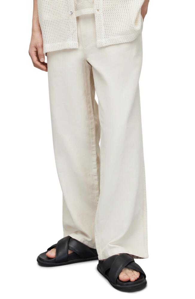 AllSaints Hanbury Cotton & Linen Drawstring Trousers in Oyster Grey Cover