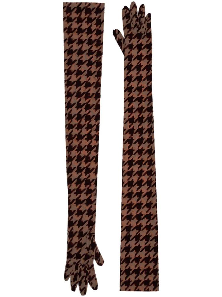 DRIES VAN NOTEN houndstooth-pattern gloves - Brown Cover