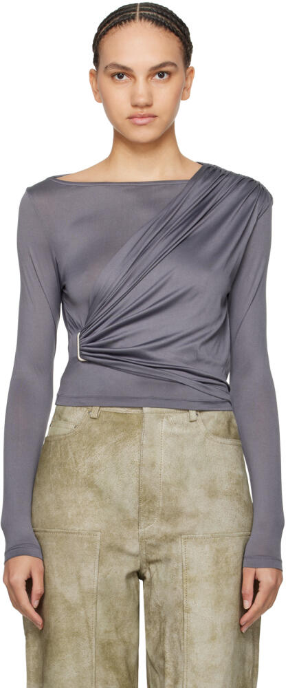 REMAIN Birger Christensen Gray Draped Top Cover