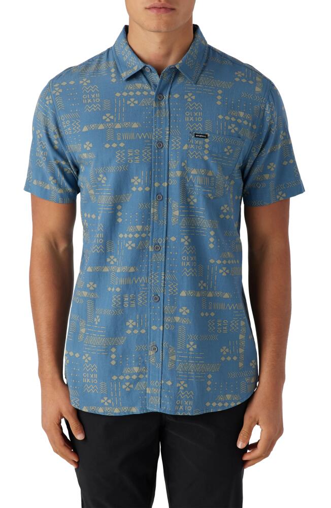 O'Neill Oasis Eco Modern Slim Fit Short Sleeve Button-Up Shirt in Blue Cover