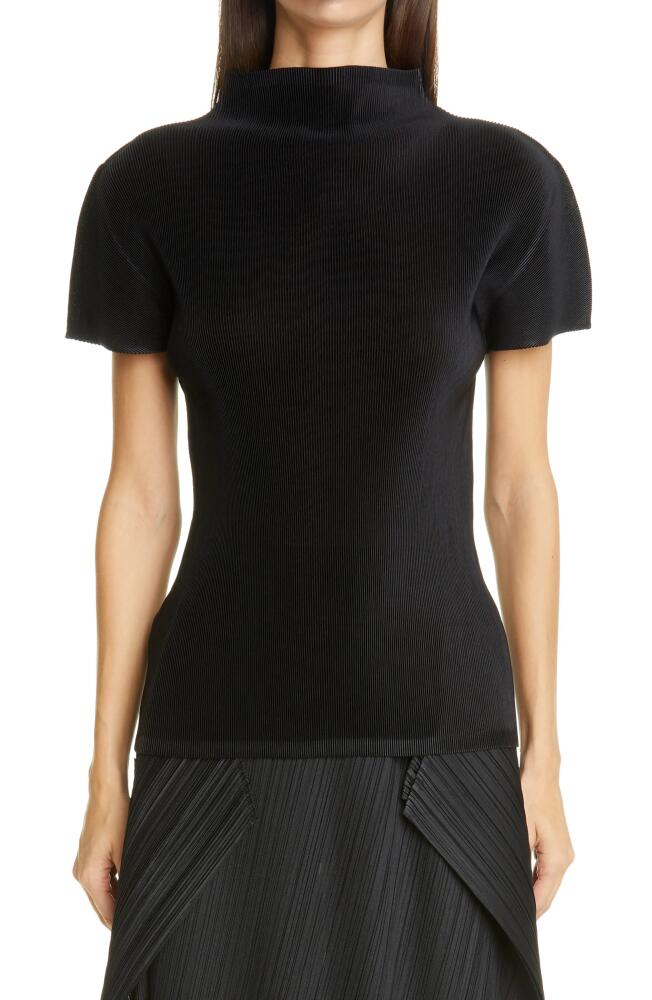 Pleats Please Issey Miyake Mist Basics Funnel Neck Top in Black Cover