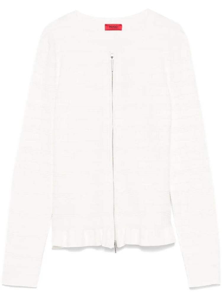 BOSS monogram-jacquard cardigan - White Cover