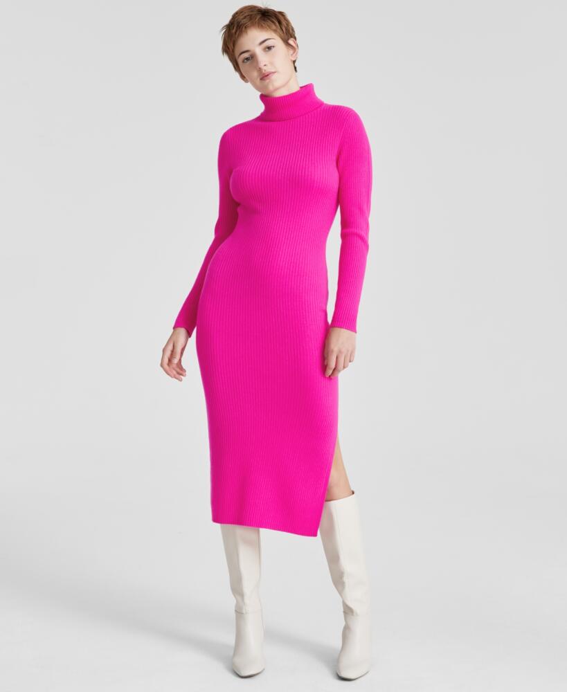 Charter Club Women's 100% Cashmere Turtleneck Midi Sweater Dress, Regular & Petites, Created for Macy's - Fierce Pink Cover