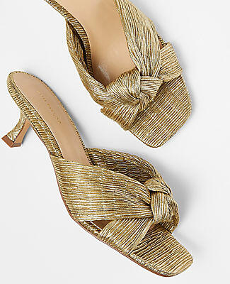 Ann Taylor Metallic Pleated Knotted Sandals Cover