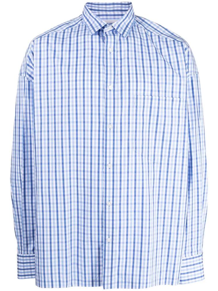 Kolor checked long-sleeve shirt - Blue Cover