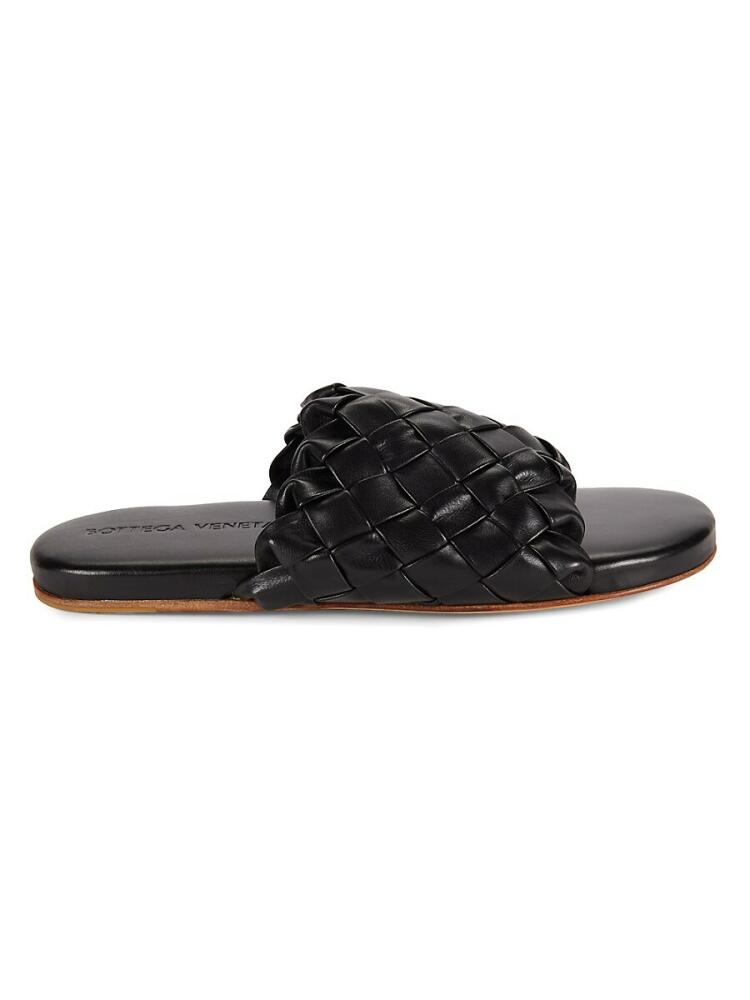 Bottega Veneta Men's Intrecciato Cassette Leather Flat Sandals - Black Cover