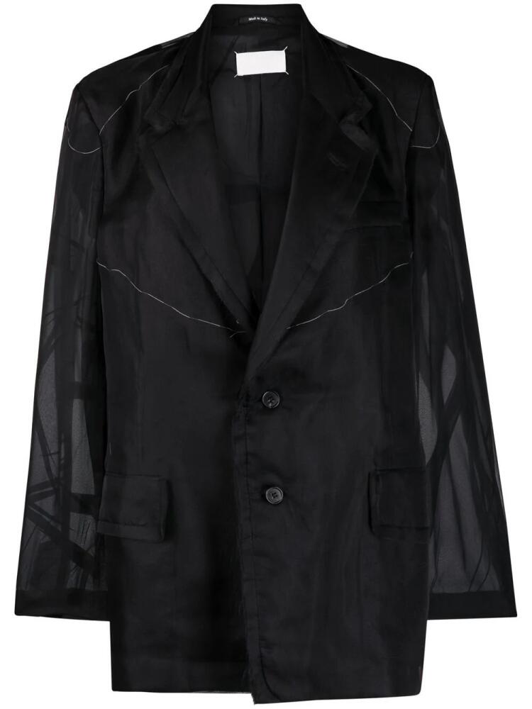 Maison Margiela sheer-panel single-breasted jacket - Black Cover