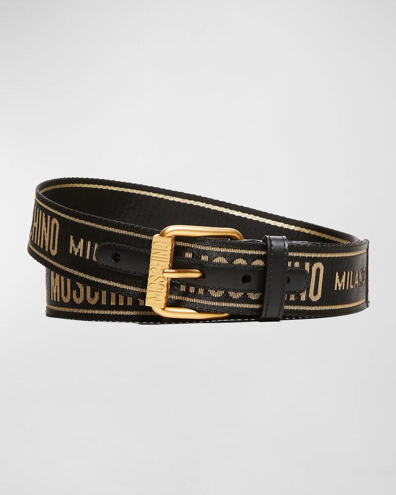 Moschino Men's Logo Webbing Belt Cover