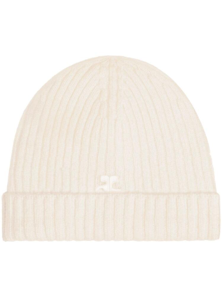 Courrèges AC logo wool beanie - Neutrals Cover