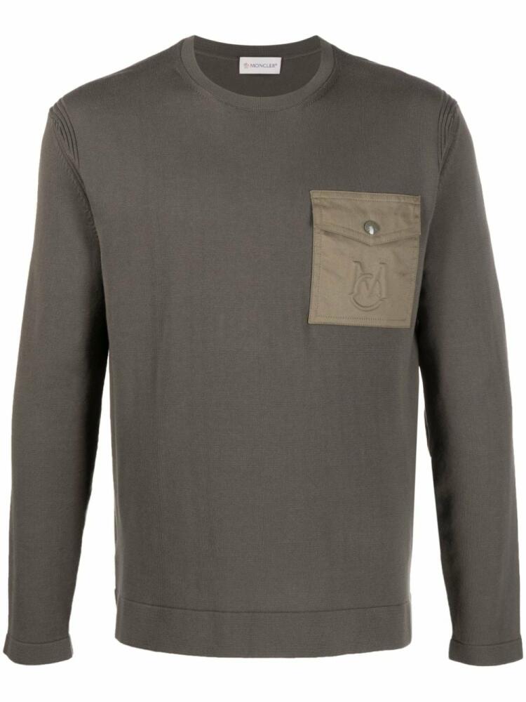 Moncler flap-pocket crewneck jumper - Green Cover