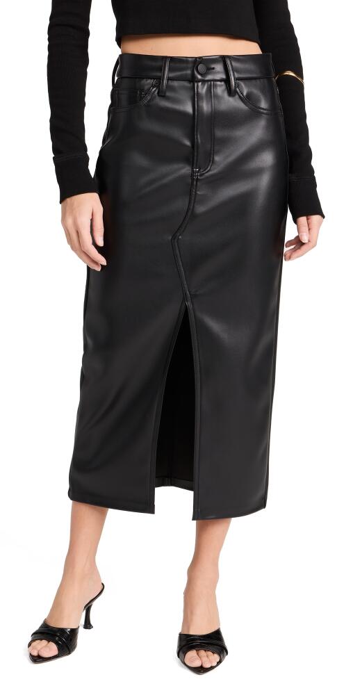 Good American Slit Front Midi Skirt Black001 Cover