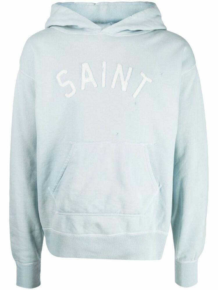 SAINT MXXXXXX embroidered cotton hoodie - Blue Cover