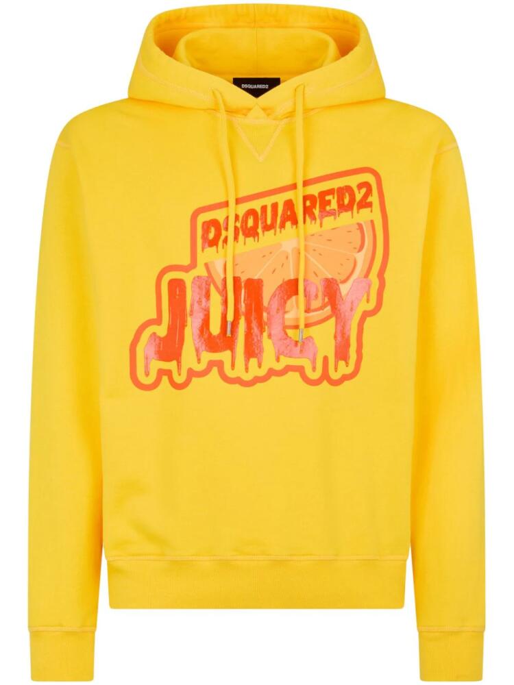 DSQUARED2 graphic-print cotton hoodie - Yellow Cover