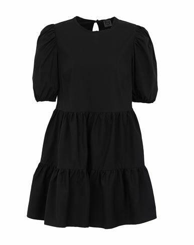 8 By Yoox Cotton Blend Puff Sleeve Short Dress Woman Mini dress Black Cotton, Polyamide, Elastane Cover