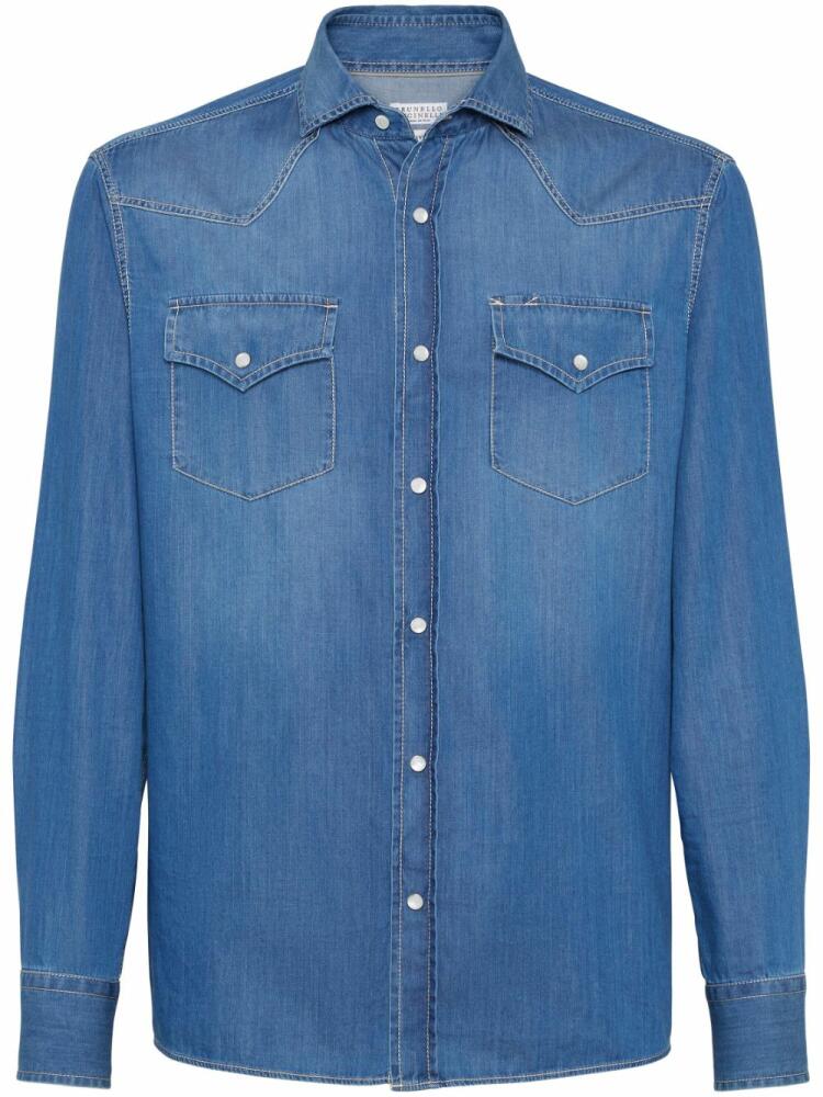 Brunello Cucinelli denim press-stud fastening shirt - Blue Cover