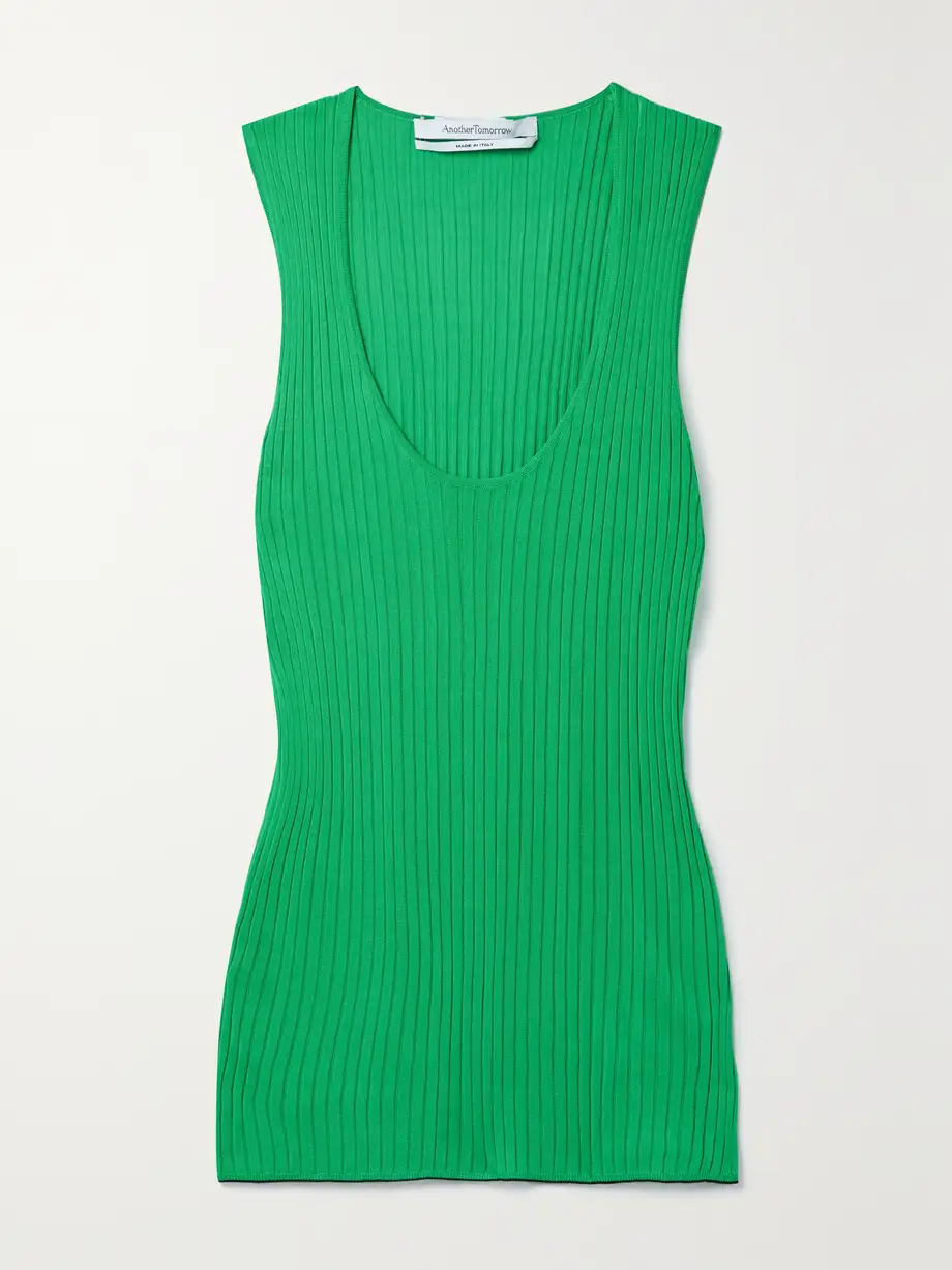 Another Tomorrow - + Net Sustain Ribbed-knit Tank - Green Cover