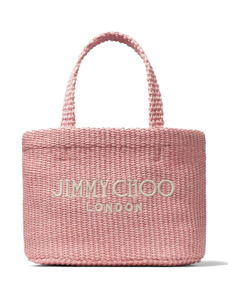 Jimmy Choo mini logo-embroidered beach bag - Pink Cover