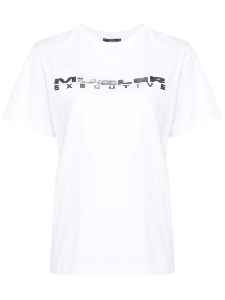 Mugler Executive logo-appliqué T-shirt - White Cover