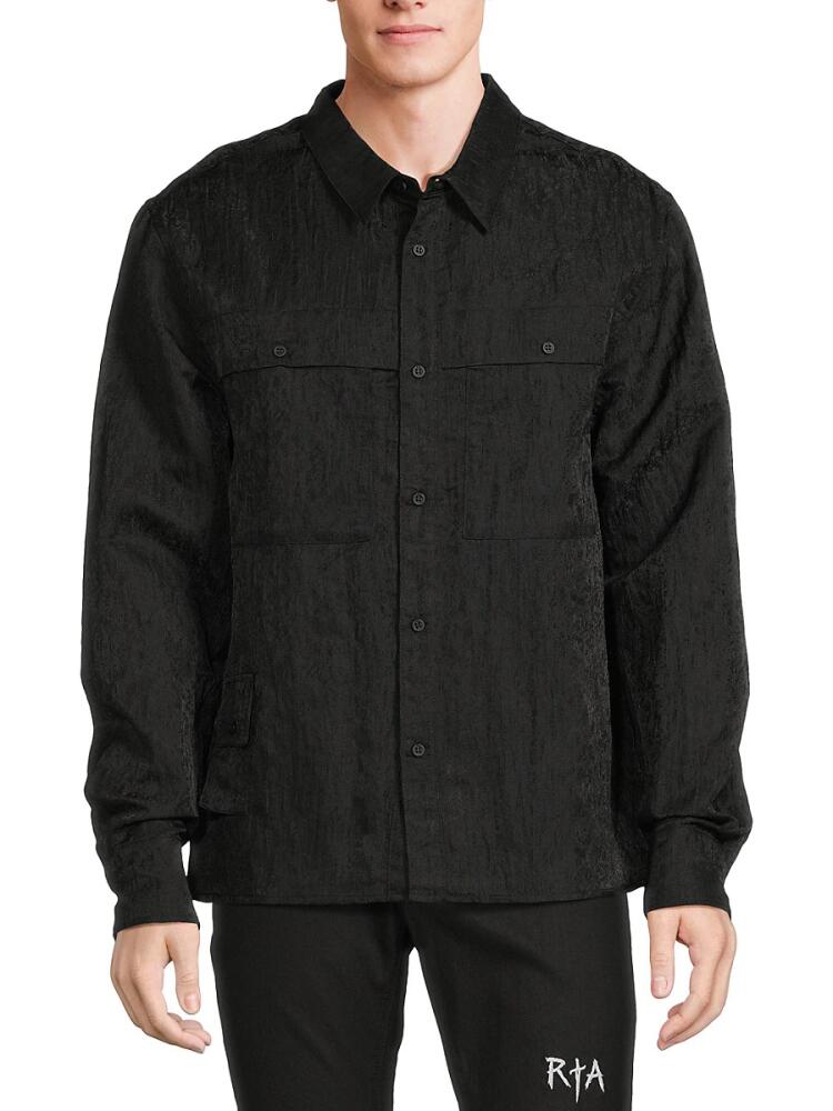 RTA Men's Oversized Utility Button Down Shirt - Black Cover