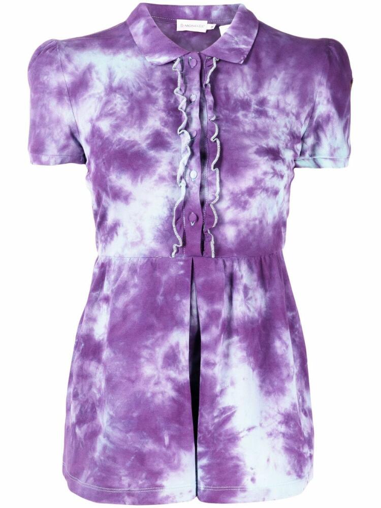 Stain Shade tie-dye peplum polo top - Purple Cover