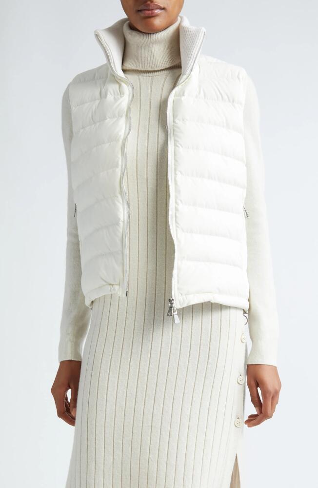 Eleventy Sparkle Quilted Down Vest in Ivory Cover