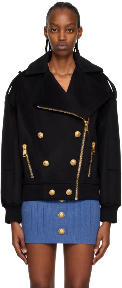 Balmain Black Notched Lapel Jacket Cover