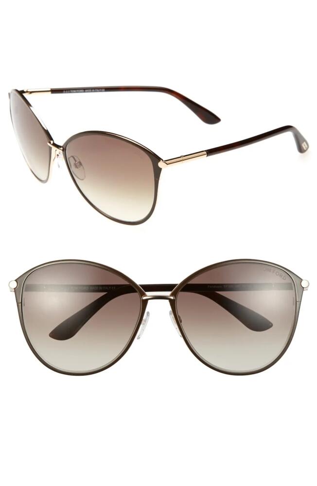 TOM FORD Penelope 59mm Gradient Cat Eye Sunglasses in Shiny Rose Gold/Dark Brown Cover