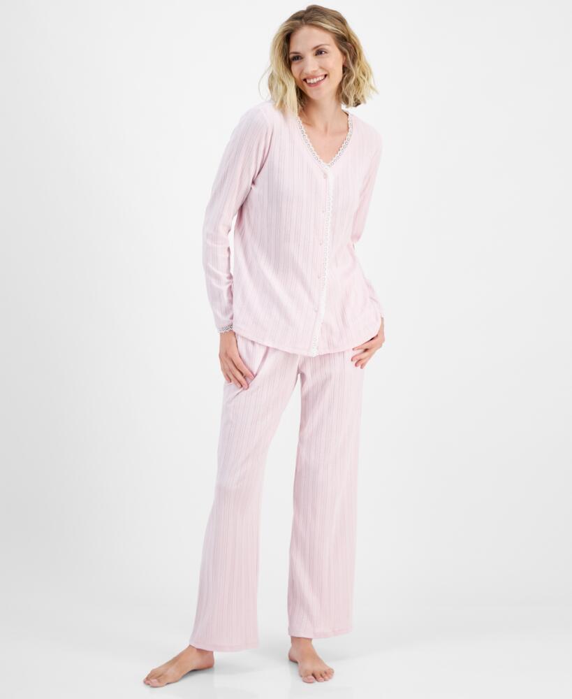 Charter Club Women's 2-Pc. Pointelle Lace-Trim Pajama Set, Created for Macy's - Pink Wink Cover