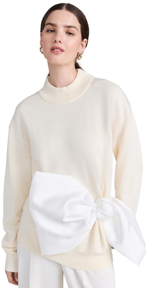 Marques Almeida Merino Knit Sweater with Satin Bow Off White Cover