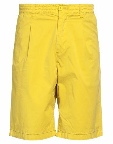 Paura Man Shorts & Bermuda Shorts Yellow Cotton, Elastane Cover