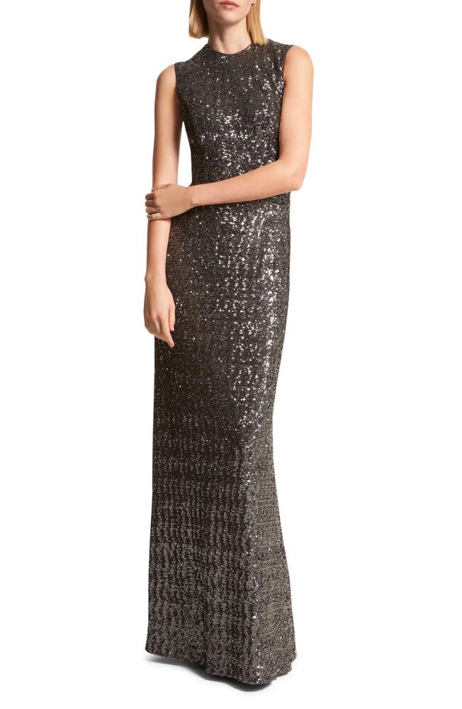 Michael Kors Collection Sleeveless Sequin A-Line Gown in Gunmetal Cover