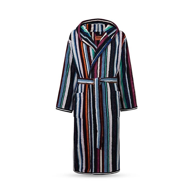 Missoni Chandler Metallic Stripe Hooded Bathrobe Cover