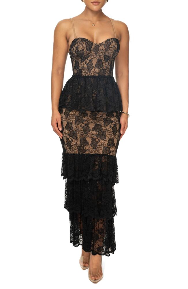 JLUXLABEL Fairytale Ending Ruffle Lace Gown in Black Cover