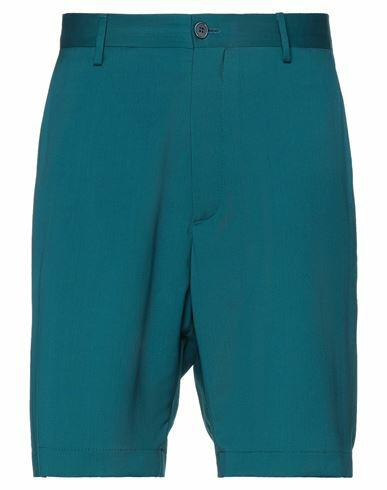 Paura Man Shorts & Bermuda Shorts Deep jade Wool Cover