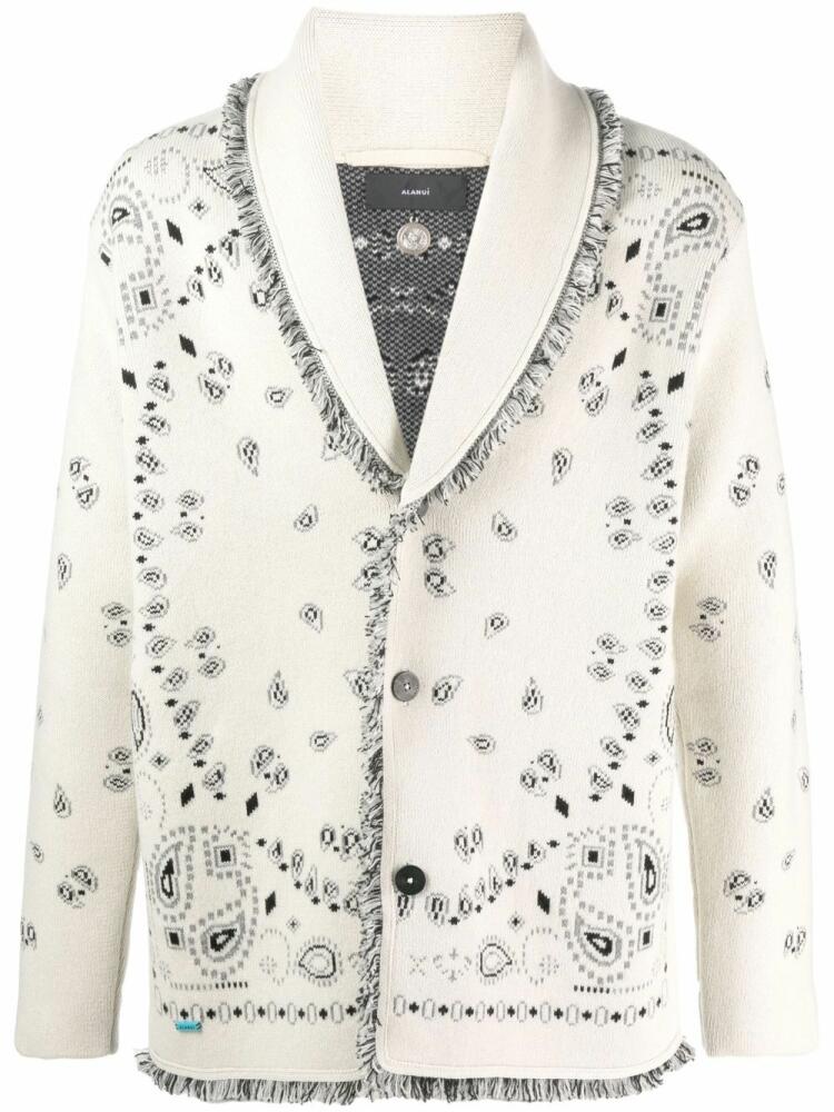 Alanui Bandana jacquard cashmere cardigan - White Cover