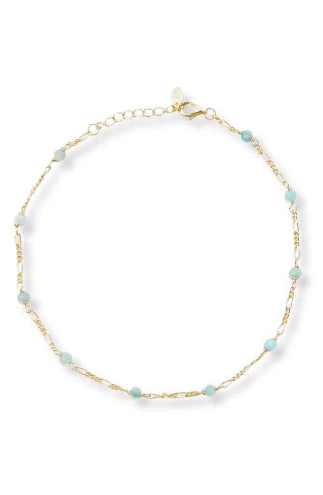 Argento Vivo Sterling Silver Amazonite Figaro Chain Bracelet in Gold Cover