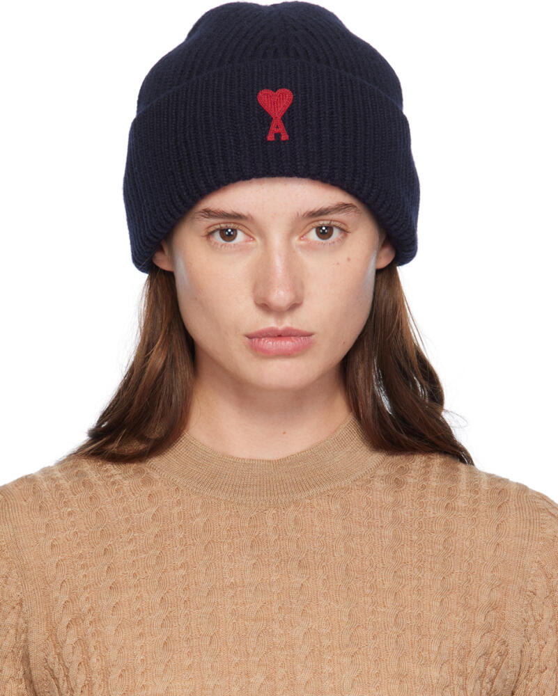 AMI Paris Navy Red Ami de Cœur Beanie Cover