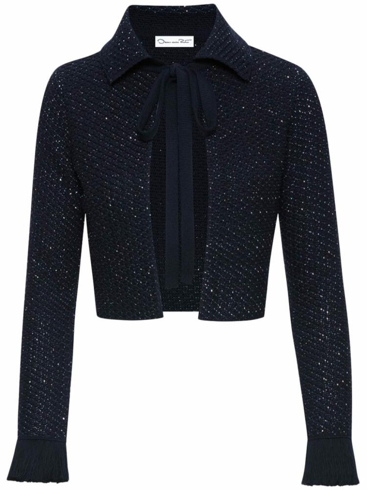 Oscar de la Renta sequin tweed jacket - Blue Cover