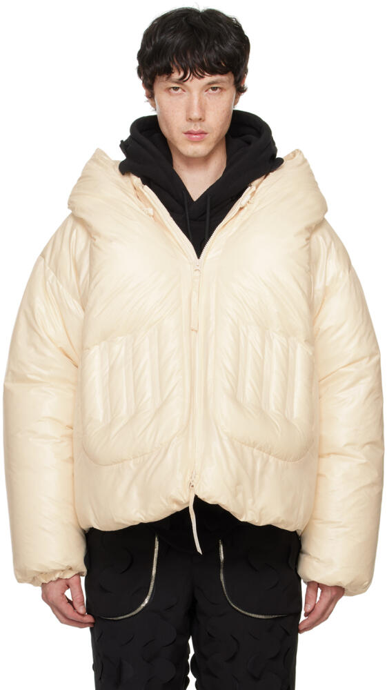 Juntae Kim Off-White Quilted Spiral Down Jacket Cover