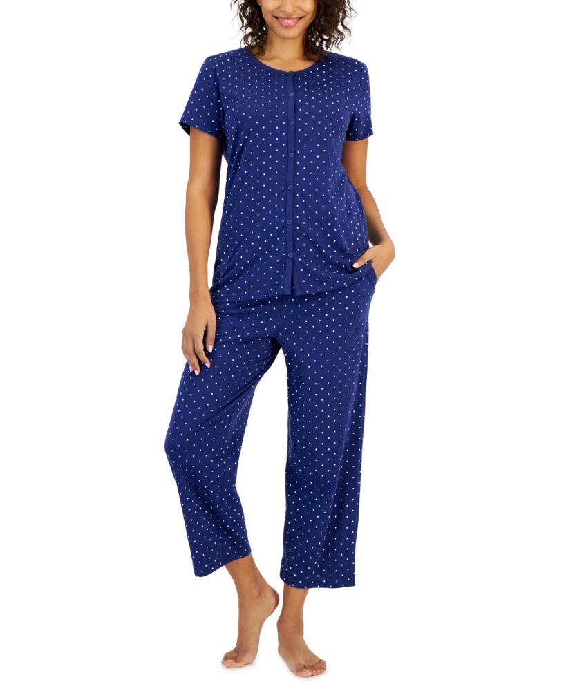 Charter Club Women's 2-Pc. Cotton Printed Cropped Pajamas Set, Created for Macy's - Polka Dots Cover